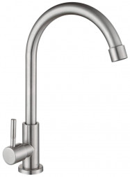 Смеситель для кухни GOTA ROCIO G100311-GOTA Steel нерж.ст Смеситель д/кухни моно/для питьевой воды с высоким изливом креп.гайка d25