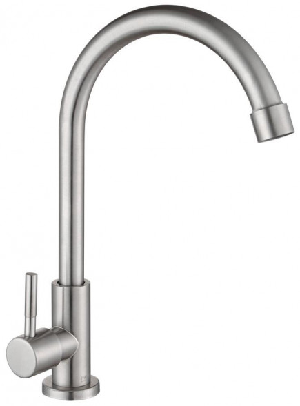 Смеситель для кухни GOTA ROCIO G100311-GOTA Steel нерж.ст Смеситель д/кухни моно/для питьевой воды с высоким изливом креп.гайка d25