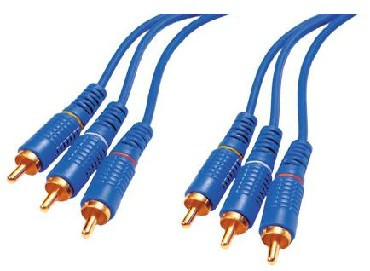 Аудио-видео шнур REXANT (17-0205-1) 3х3RCA GOLD 5.0м синий (10)
