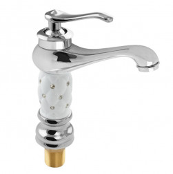 Смеситель для раковины BRIMIX 115 Смеситель для раковины , БЕЛЫЙ- ХРОМ , со стразами , шаровый