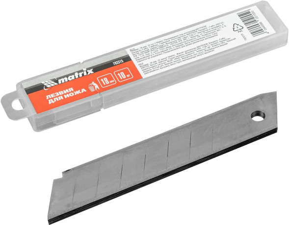 Лезвия для ножа MATRIX Лезвия, 18 мм, 10 шт.// MATRIX Лезвия, 18 мм, 10 шт.//