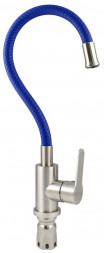 Смеситель для кухни MAGNUS 9218 Смеситель кухонный, гибкий гусак СИНИЙ, из нержавеющей стали марка 304