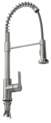 Смеситель для кухни MAGNUS 9250 Смеситель кухонный, вытяжной, боковой, шаровый с гибким пружинным изливом с ФИКСАЦИЕЙ из нержавеющей стали