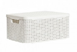 Система хранения вещей CURVER 03618-885 Корзина с крышкой RATTAN STYLE BOX M кремовая (2)