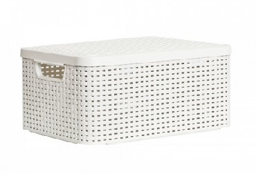 Система хранения вещей CURVER 03618-885 Корзина с крышкой RATTAN STYLE BOX M кремовая (2)