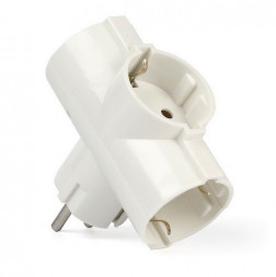 тройник SMARTBUY (SBE-16-A01-3z) Тройник 3 гнезда с заземлением круглый белый 16А 250В