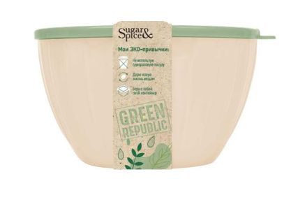 Салатник SUGAR&amp;SPICE SE1868GR GREEN REPUBLIC с крышкой лён 5л