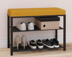 Банкетка ЗМИ Банкетка Торонто 23S (TORONTO 23S banquet&amp;shoes) цвет каркаса черный, цвет сиденья горчичный БТ23СЧГ