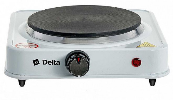 Плитка электрическая DELTA D-704 одноконфорочная диск белая (5)