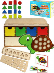 Игрушка РЫЖИЙ КОТ Игрушка развивающая. Сортер Умная шкатулка 4в1 . 23х9,5х12 см (Арт. СР00006)