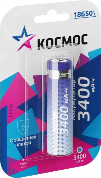 Аккумулятор КОСМОС KOC18650Li-ion34PBL1 голубой