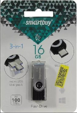 USB флеш SMARTBUY (SB16GBTRIO) 16GB TRIO USB3.0/USB Type-C/microUSB