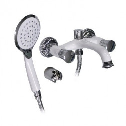 Смеситель для ванны GFMARK 5810 Смеситель в ванную короткий нос металлокерамика ручка круглая рифлёная комбинированный с