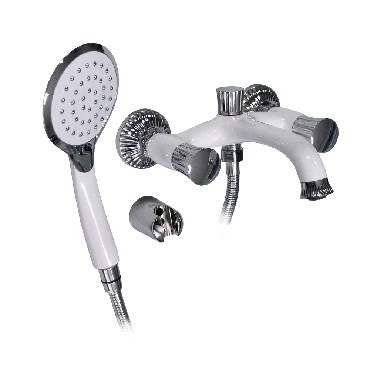 Смеситель для ванны GFMARK 5810 Смеситель в ванную короткий нос металлокерамика ручка круглая рифлёная комбинированный с