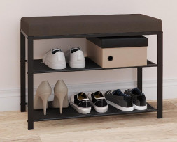 Банкетка ЗМИ Банкетка Торонто 23S (TORONTO 23S banquet&amp;shoes) цвет каркаса черный, цвет сиденья серый БТ23СЧС