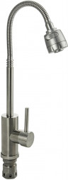 Смеситель для кухни САНАКС 13060 Смеситель для кухни, гибкий излив, из нержавеющей стали марки 304, с двухрежимным аэратором, цвет САТИН
