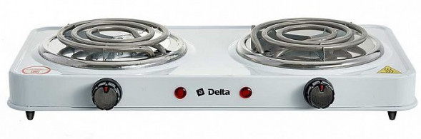 Плитка электрическая DELTA D-705 двухконфорочная спираль белая (5)