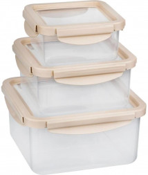 MALLONY Набор контейнеров пищевых с эластичными крышками UNICO, 3 шт (550 мл, 1200 мл, 2200 мл) (108019)