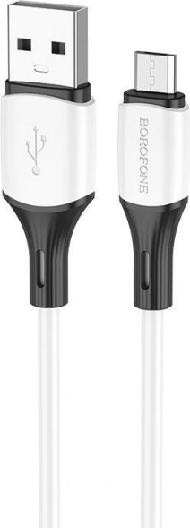 Кабель BOROFONE (6974443384772) BX79mUSB 2.4A microUSB белый - 1,0m