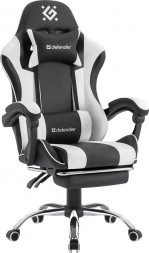Кресло DEFENDER (64055) Tios Чер/бел,класс3,PU,подножка чёрный + белый