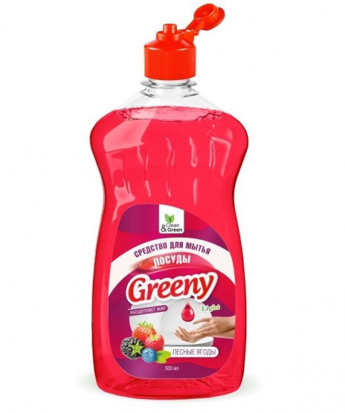 Средство для мытья посуды CLEAN&amp;GREEN CG8155 Greeny Light 500 мл. Лесные ягоды