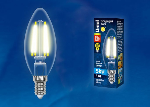 Лампочки светодиодные UNIEL (UL-00005899) LED-C35-13W/3000K/E14/CL PLS02WH