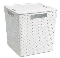 Коробка для хранения VIOLET Коробка для хранения квадратная "Береста" с крышкой 23л 294х294х301 (белый) 6823106