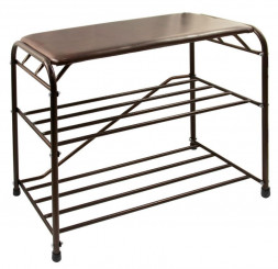 Подставка для обуви ИСТОК Подставка для обуви 3 полки 65 с сиденьем арт.ПОС65 цв.Медный антик