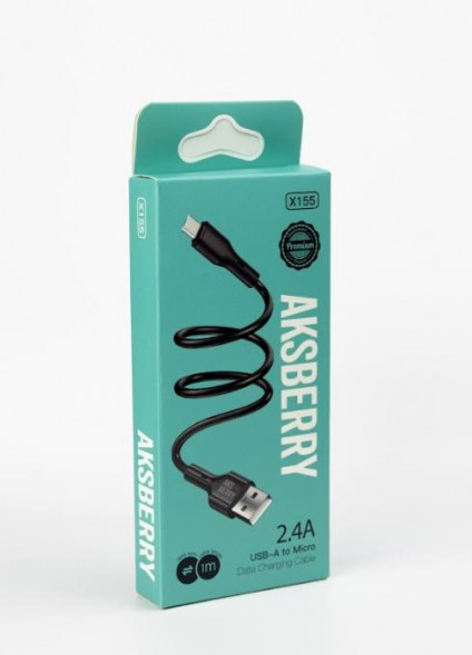 Кабель AKSBERRY (6972969383217) X155 для MicroUSB 1м 24A (черный)
