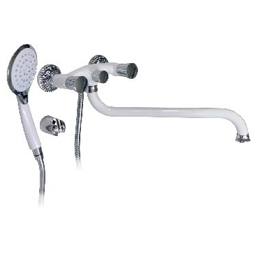 Смеситель для ванны GFMARK 5870 Смеситель в ванную длинный нос металлокерамика ручка круглая рифлёная комбинированный с