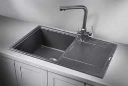 Мойка кухонная GRANULA GR-7804 ГРАФИТ (ЧЁРНО-СЕРЫЙ) кварц