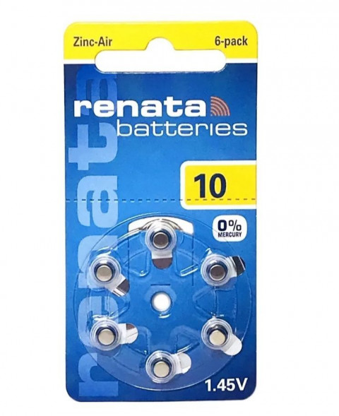 Батарейки RENATA (4392) ZA10 BL-6 - для слуховых аппаратов