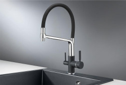 Смеситель кухонный GRANULA 0083, ШВАРЦ (чёрный металлик)