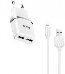 Сетевое зарядное устройство HOCO (6957531047759) C12 2USB 2.4A белый