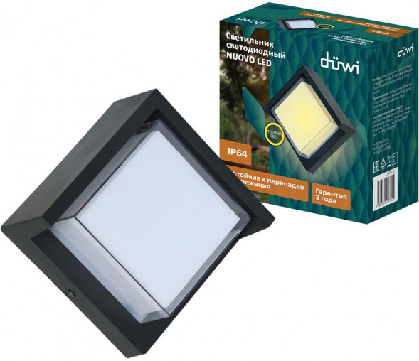 Светильник настенный накладной DUWI 24782 5 NUOVO LED 6Вт 3000К термостойкий пластик черный