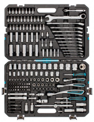 Наборы инструмента GROSS Набор инструментов 216 предметов, 120 зубьев, CrV 1/2&quot;, 3/8&quot;, 1/4&quot; 14157