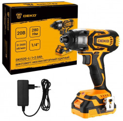 Винтоверт аккумуляторный ударный DEKO DKIS20-Li, 20В, 1*2.0Ач 063-4391