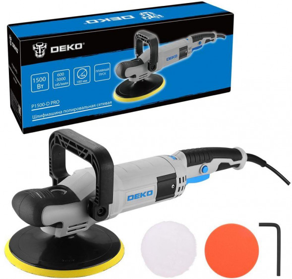 Шлифмашина полировальная сетевая DEKO P1500-D PRO, 180мм, 1500 Вт 083-1050