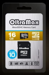 Карта памяти OLTRAMAX MicroSDHC 16GB Class10 + адаптер SD