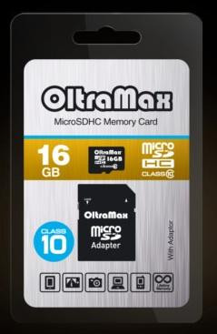 Карта памяти OLTRAMAX MicroSDHC 16GB Class10 + адаптер SD