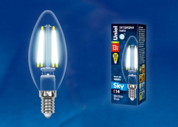 Лампочки светодиодные UNIEL (UL-00005900) LED-C35-13W/4000K/E14/CL PLS02WH