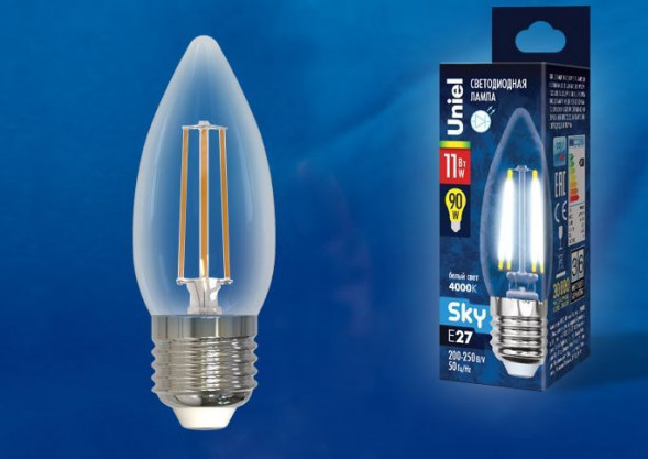 Форма &quot;Свеча&quot; UNIEL (UL-00005167) LED-C35-11W/4000K/E27/CL PLS02WH