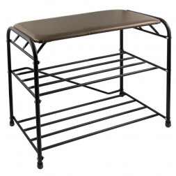 Подставка для обуви ИСТОК Подставка для обуви 3 полки 65 с сиденьем арт.ПОС66 цв.Чёрный