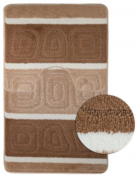 Коврики для ванной САНАКС 00207 SILVER Коврик в ванную двойной КОРИЧНЕВЫЙ 60х100+50х60 см 100% полиэстер