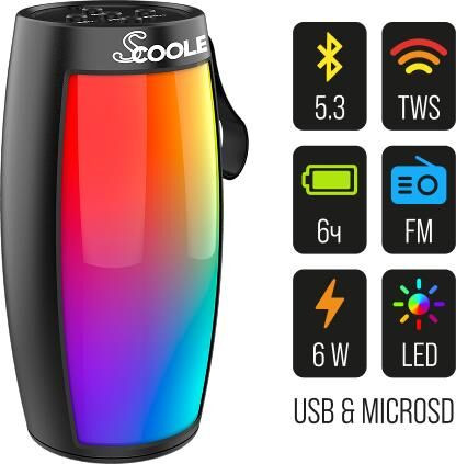 Колонка SCOOLE Портативное аудио SL-PS5006B(чёрный) SCOOLE Портативное аудио SL-PS5006B(чёрный)