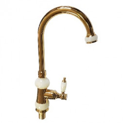 Смеситель для кухни BRIMIX 141 Смеситель для кухни , тёмное ЗОЛОТО с вставками светлого камня , шаровый