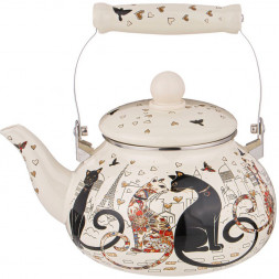 Чайник AGNESS 934-391 ПАРИЖСКИЕ КОТЫ эмал. 2,5л