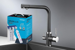 Смеситель кухонный GRANULA Комплект 2015 Чёрный + Фильтр Granula