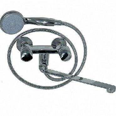 Смеситель для ванны MAGNUS 8370 Смеситель в ванную длинный нос с дивертором на корпусе, металлокерамика, ручка круглая (