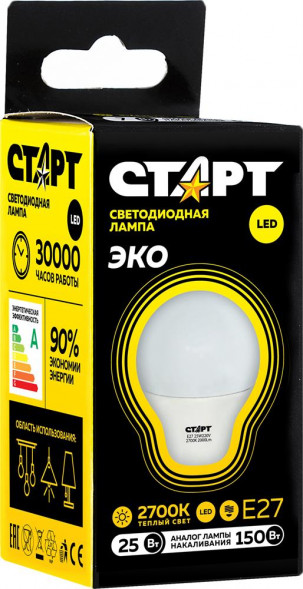 Светодиодная лампа СТАРТ (466) LEDGLSE27 25W 30 WS 10/101 черный